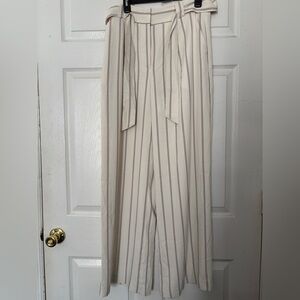 Celebrity Pink Cream and Gray Striped Jumpsuit